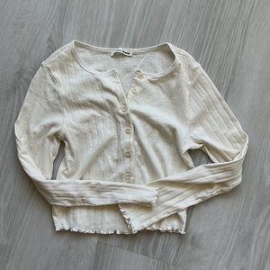 Reformation Cream Button-Up Crop Top